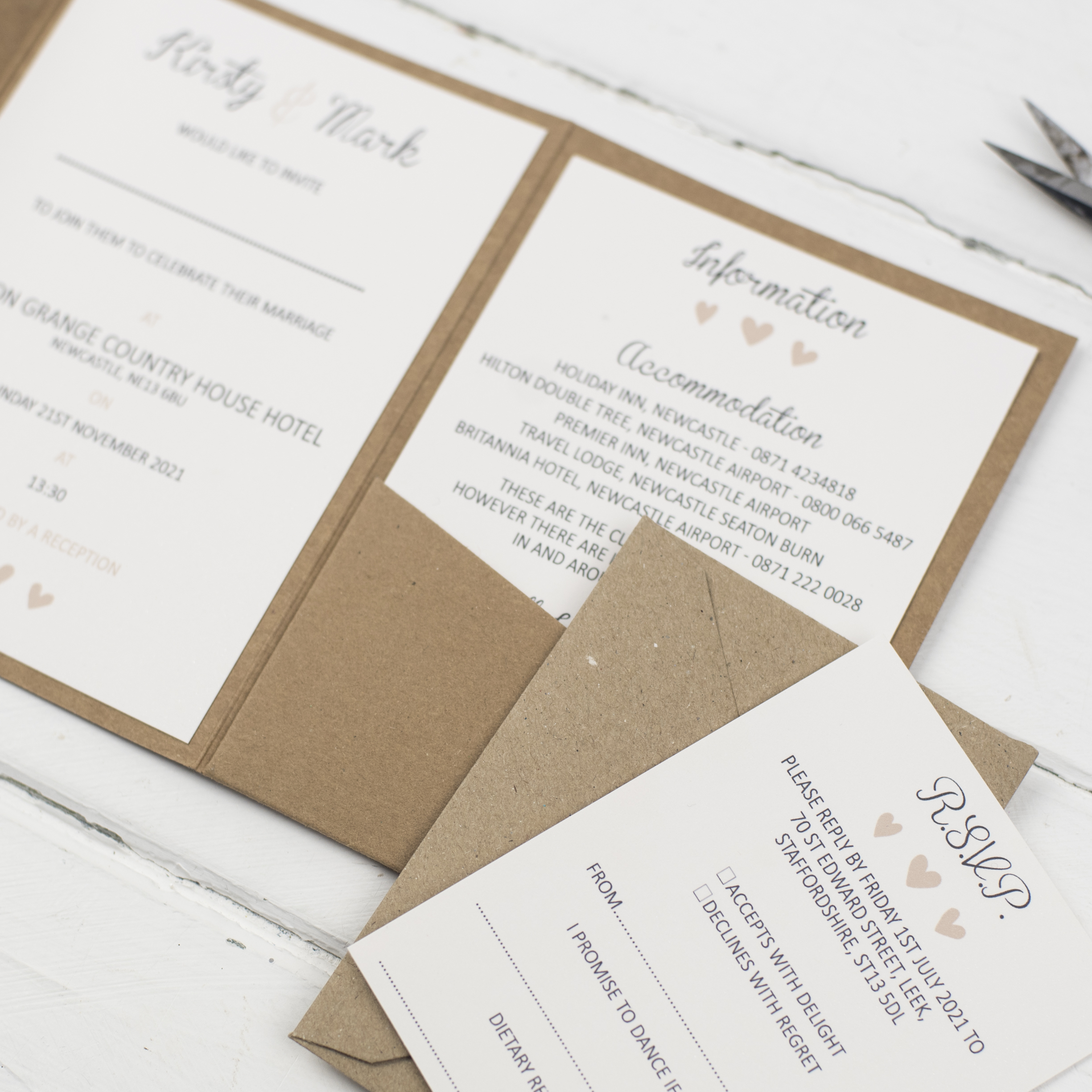 Rural Wedding Invitations and Stationery information inserts inside wedding invitation by Inspired by Lisa